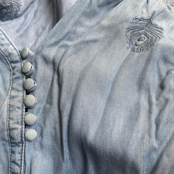 ANTHROPOLOGIE Holding Horses Embroidered Chambray Dress / Size Small - Picture 5 of 8